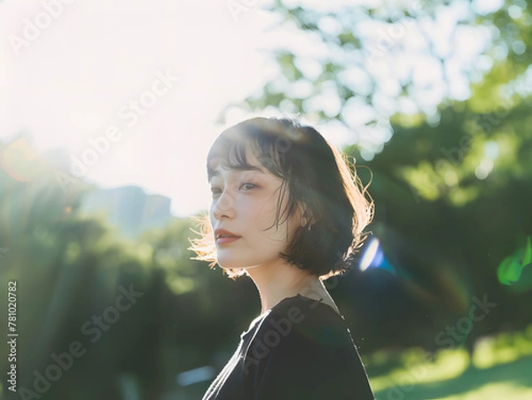 Obraz 柔らかな日差しを浴びるアジア人女性