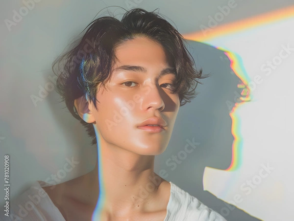 Obraz 光を纏う美しいアジア人男性