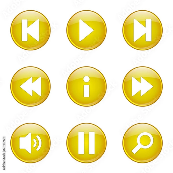 Obraz Multimedia Controller Yellow Vector Button Icon Design Set