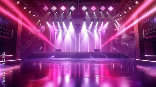 Obraz Lighting ramp with powerful spotlights for creating artificial lighting when working in the theater, film studio