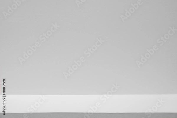 Fototapeta Wall interior background, studio and backdrops show products.with shadow from window color white and grey. background for text insertion and presentation product	
