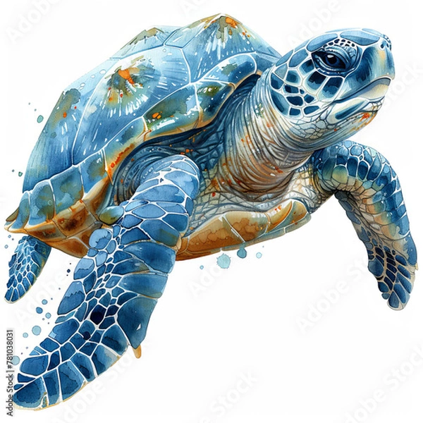 Fototapeta A turtle is swimming in the ocean