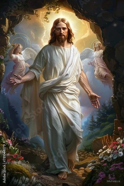 Fototapeta The Resurrection of Jesus Christ. AI generative.