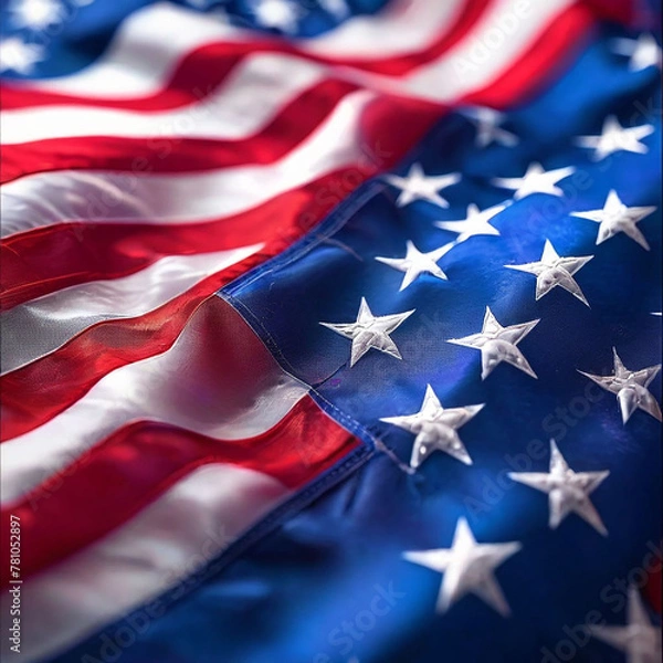Obraz USA Flag – Close-Up Texture – American Patriotic Background