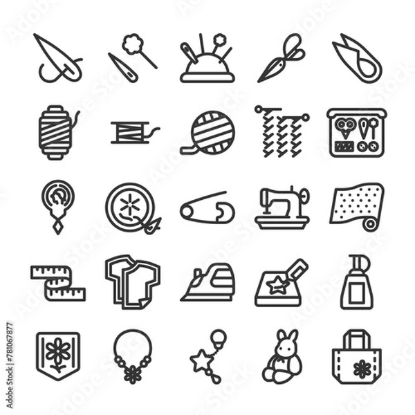 Fototapeta ハンドメイド 手芸 裁縫 アイコン セット