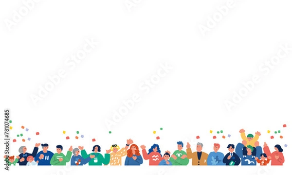Fototapeta 大勢の人々のシンプルでカラフルなイラスト
