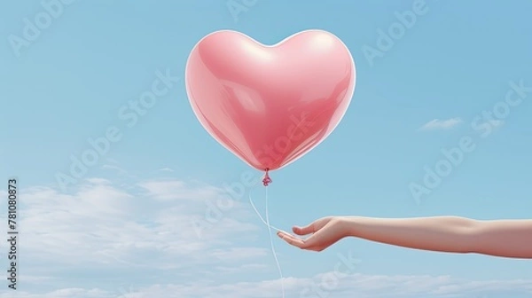 Obraz A hand is holding a heart balloon
