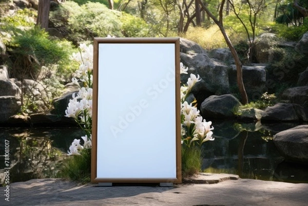 Obraz A white framed mirror with a white background