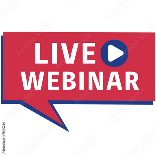Obraz Live Webinar Button label, online Webinar