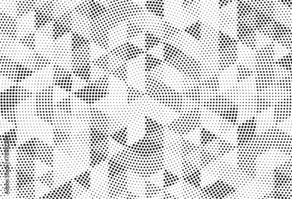 Fototapeta Halftone vector background. Monochrome halftone pattern. Abstract geometric dots background. Pop Art comic gradient black white texture. Design for presentation banner, poster, flyer, business card.