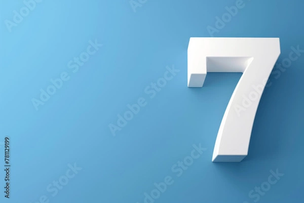 Fototapeta Number 7 text on a clean blue background