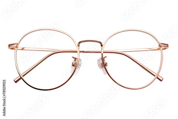 Fototapeta Round eyeglasses with modern and minimal style isolated on background, optical accessories for male and female in daily life.
