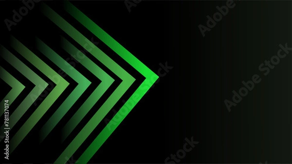 Obraz Green and dull green arrows pointing to the right emphasis on a topic presentation background