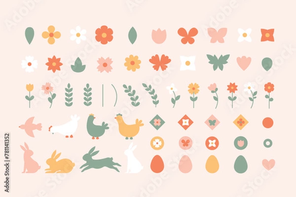 Fototapeta Spring collection vector elements