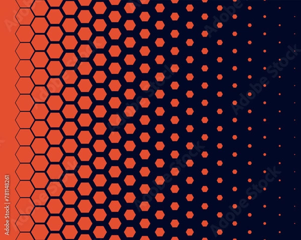 Fototapeta Halftone honeycomb pattern vector illustration. Geometric seamless pattern on isolated background. Hexagon decrease sign concept.