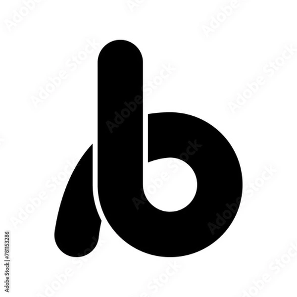 Fototapeta Letter B Logo, Design Monogram Lowercase Text Curved Rounded Vector Black Flat Minimal Icon, Symbol For Business Company