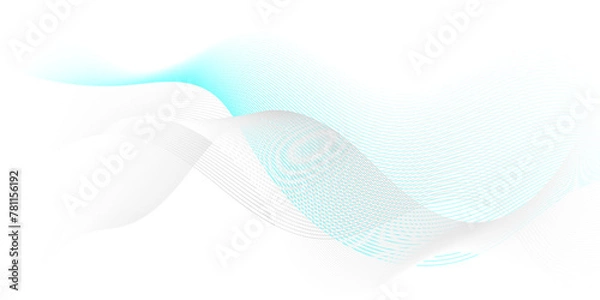 Obraz 	
Vector Abstract crave wavy thin blend line on blue and white gradient Technology, data science, geometric border. Isolated on white wave element for design background.