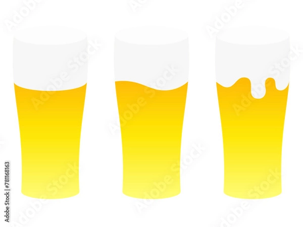 Fototapeta 立体的グラスビールアイコンセット