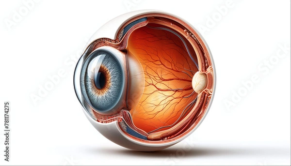 Obraz Cross-section of a human eye, showcasing the internal structures such as the iris, lens, and retina