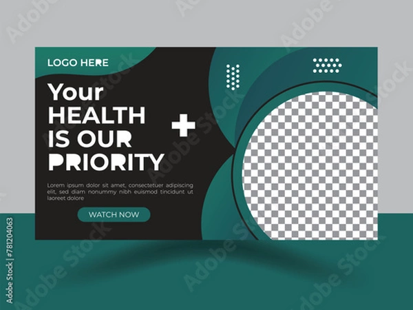 Fototapeta Elegant Medical creative youtube thumbnail design vector template.