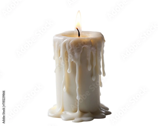 Obraz White melting candle isolated on transparent background