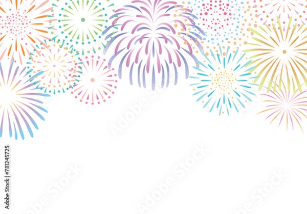 Obraz 打ち上げ花火　背景イラスト　横向き