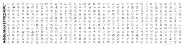 Fototapeta Mega set of ecology icons in trendy line style. Big set Icons collection. Vector illustration