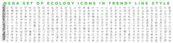 Obraz Mega set of ecology icons in trendy line style. Big set Icons collection. Vector illustration
