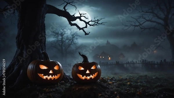 Obraz halloween background with pumpkins