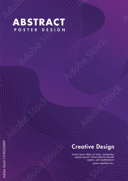 Fototapeta 3D Abstract Purple Fluid Line Wave Background for poster design, flyer, banner and cover design	
