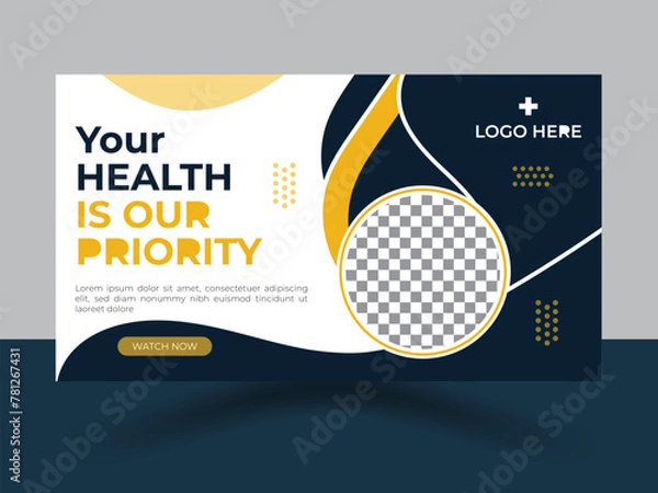 Obraz Elegant Medical creative youtube thumbnail design vector template.