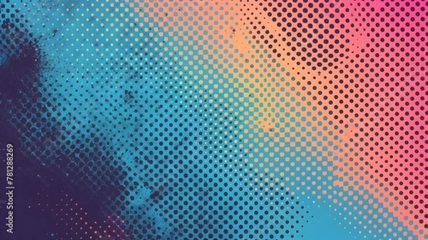 Obraz Moder sport backdrop, Dots halftone in two color pattern gradient grunge texture background
