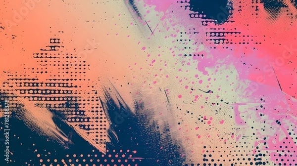 Fototapeta Moder sport backdrop, Dots halftone in two color pattern gradient grunge texture background