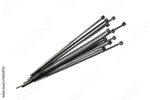 Obraz Sturdy, self-locking black nylon ties, isolated on white background
