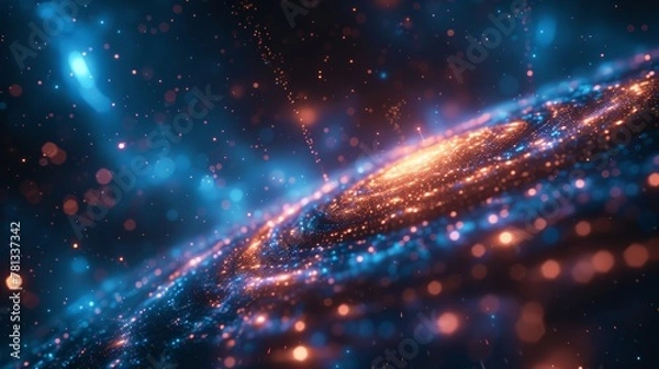 Fototapeta Planet of Technological Luminous Particles and Holographic Data