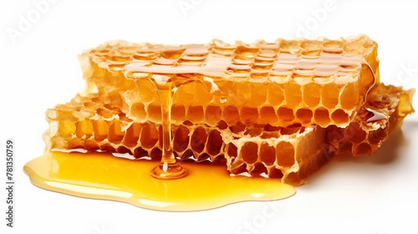 Obraz Honey in honeycombs on a white background. Passover.