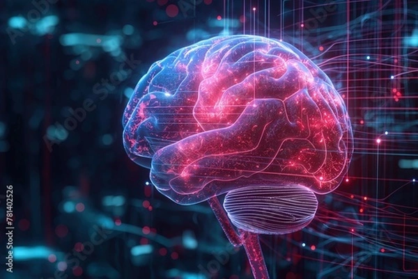 Fototapeta digital human brain, sparkling, artificial intelligence