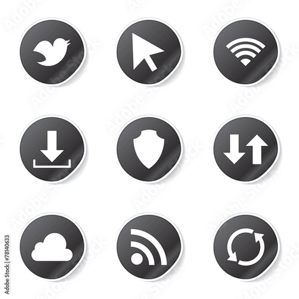Fototapeta Web Internet Social Black Vector Button Icon Design Set