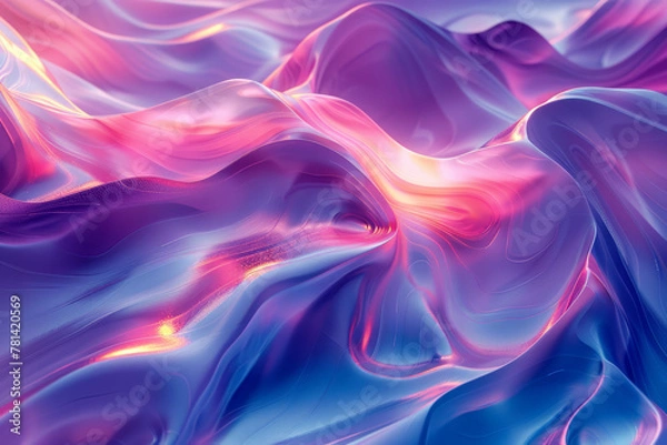 Obraz An artistic representation of a digital data stream, with red and blue binary code traveling through virtual space.