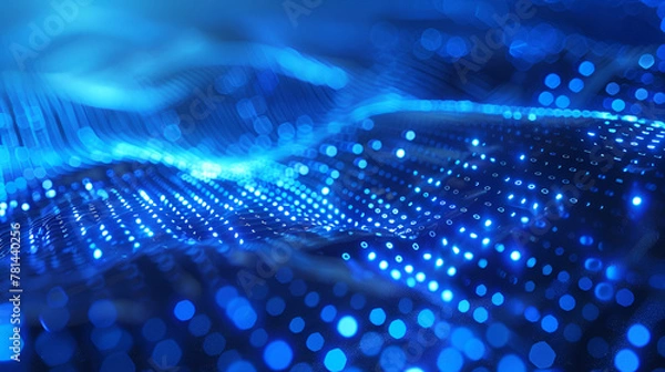 Obraz Futuristic technology background with glowing lines and dots ,technology digital background glows blue with the theme of technology on a dark background