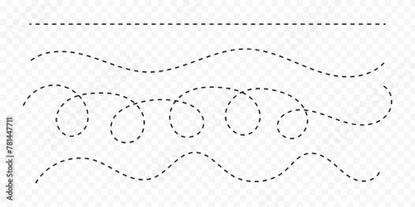 Fototapeta Vector hand drawn dotted lines on transparent background