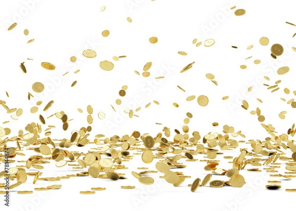 Fototapeta Deszcz ze Złotych Monet. Spadające złote monety