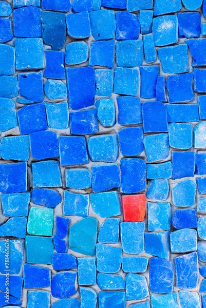 Fototapeta Close up blau background pattern texture with different red stone  Copy space for design.