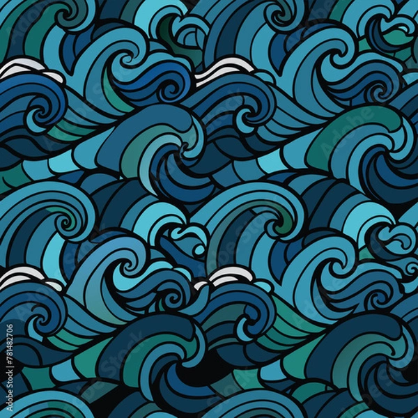 Obraz Oceanic Harmony: A Captivating Stylized Wave Pattern of Fluid Beauty