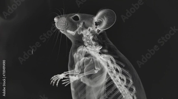Fototapeta An X-ray film of a mouse that provides a detailed view of its tiny heart and lungs, offering insight into the anatomical functions of small mammals.