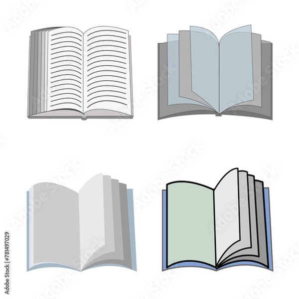 Fototapeta set of open books with leaves