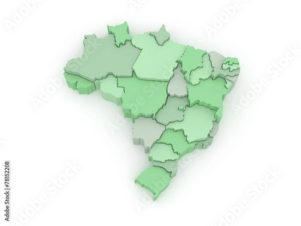 Obraz Three-dimensional map of Brazil.