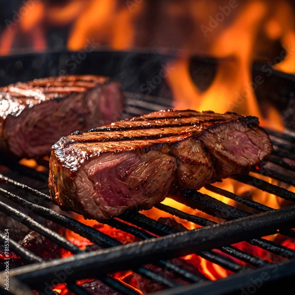 Obraz grilled meat on the grill