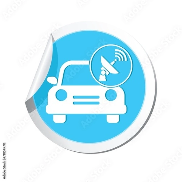 Fototapeta Car service. Car with satelite wireless icon on map pointer