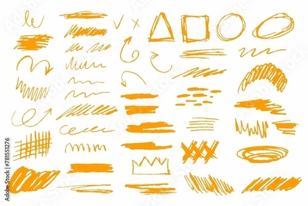 Fototapeta Crayon Lines Strokes Doodle Pencil Lines Grunge Chalk Drawings Hand Drawn Crayon Strokes 2